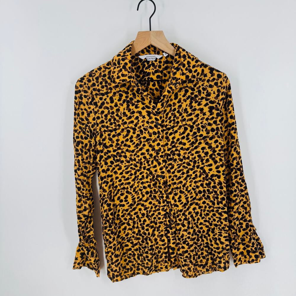 & Other Stories Leopard Print Button Front Blouse Long Sleeve‎ Viscose Size 0